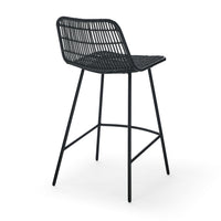 Thumbnail for Set of 2, Natural Rattan Indoor Counter Chair , Black Finish Steel Legs,Black  (17.5