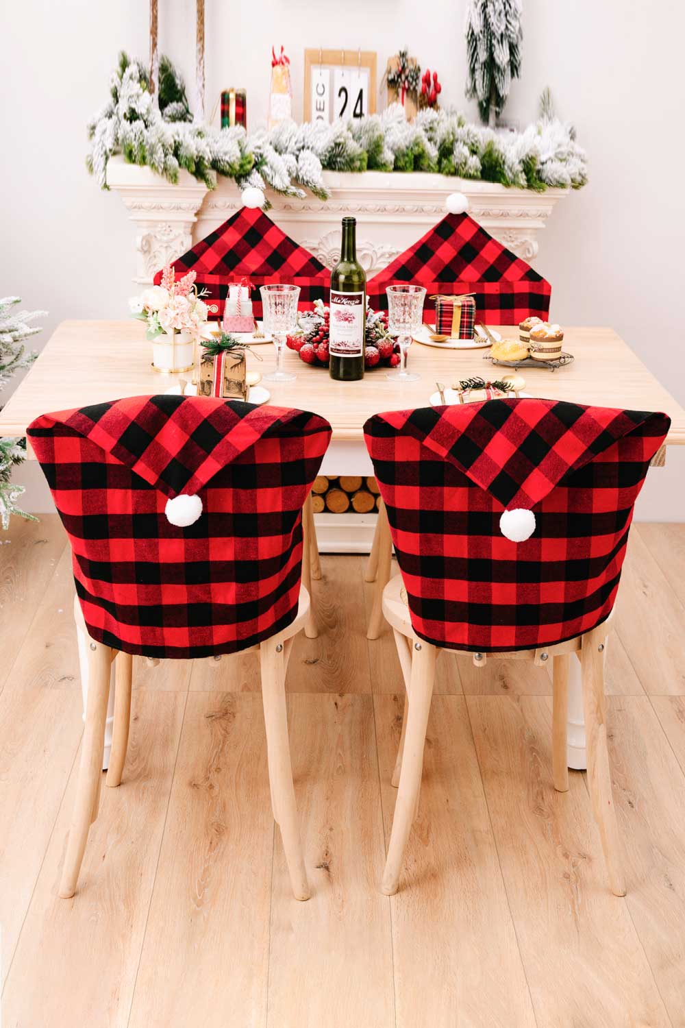 2-Pack Christmas Plaid Chair Covers - 19"X24" - [5-10 DAY DELIVERY] - 2 PCS. - T - 2 COLORS -