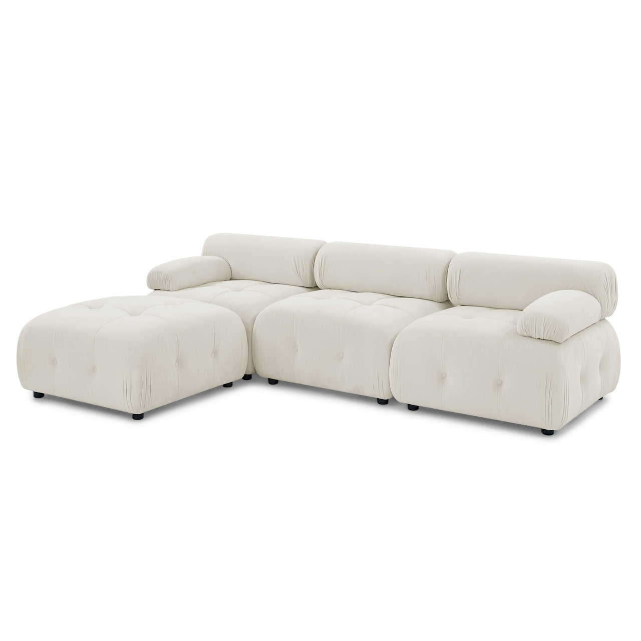 Modular Sectional Sofa, Button Tufted Designed and DIY Combination,L Shaped Couch With Reversible Ottoman, Beige Velvet