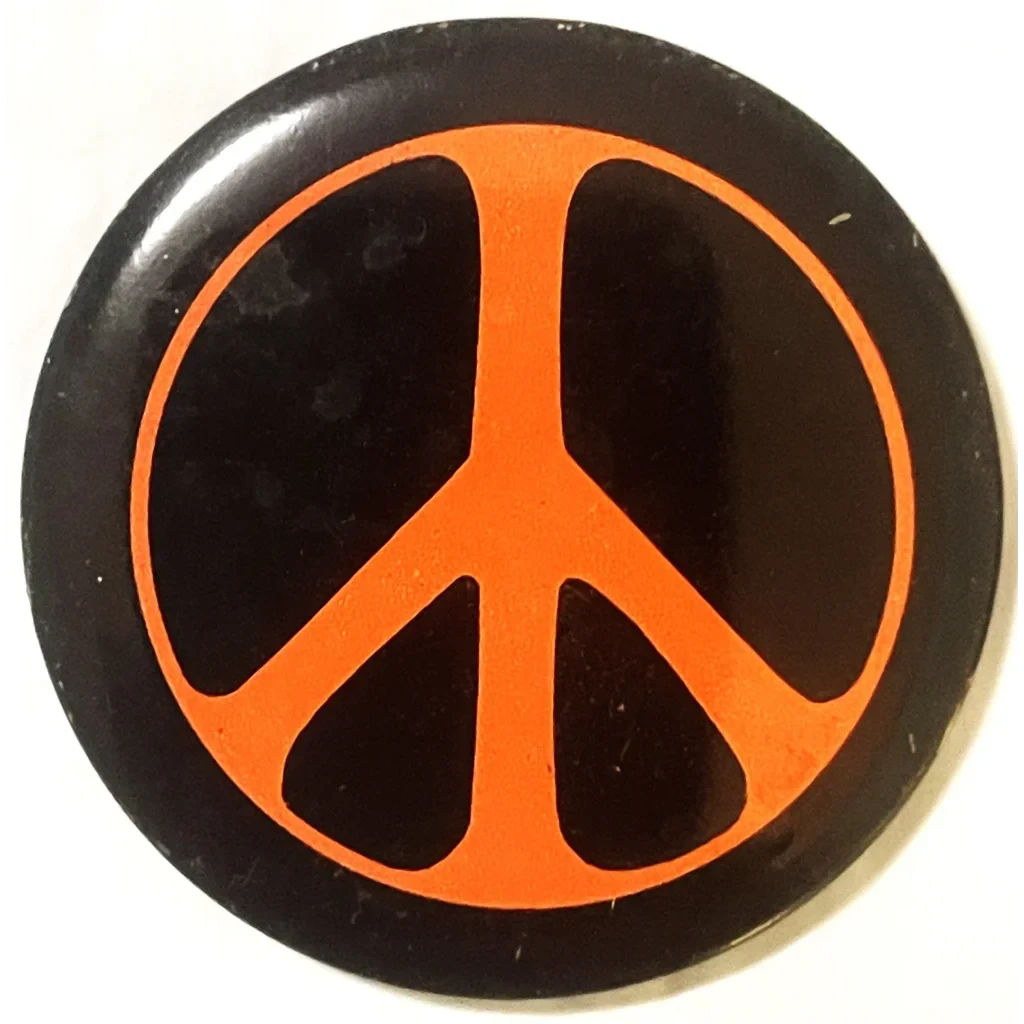 Vintage 1960s USA Neon Peace Pin Pinback, Civil Rights, Vietnam War Americana!