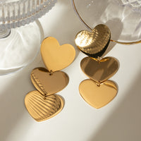 Thumbnail for 18K Gold-Plated Heart Earrings - T - 1 FINISH -