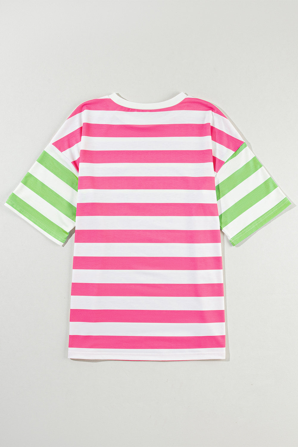 Striped Round Neck Half Sleeve T-Shirt - T - 2 COLORS -