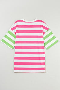 Thumbnail for Striped Round Neck Half Sleeve T-Shirt - T - 2 COLORS -