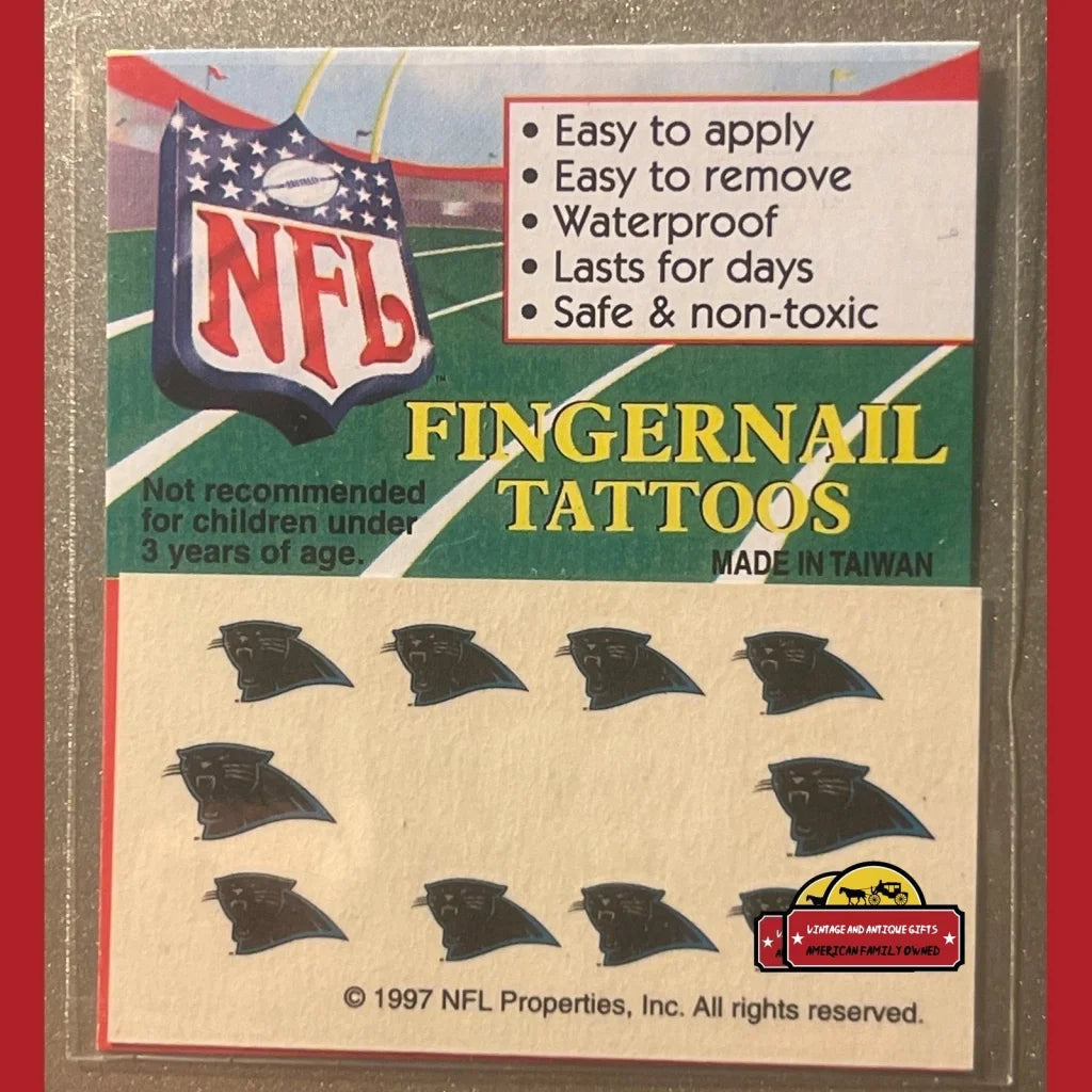 Vintage 1997 NFL Fingernail Tattoos Carolina Panthers, It's Football Season!!!