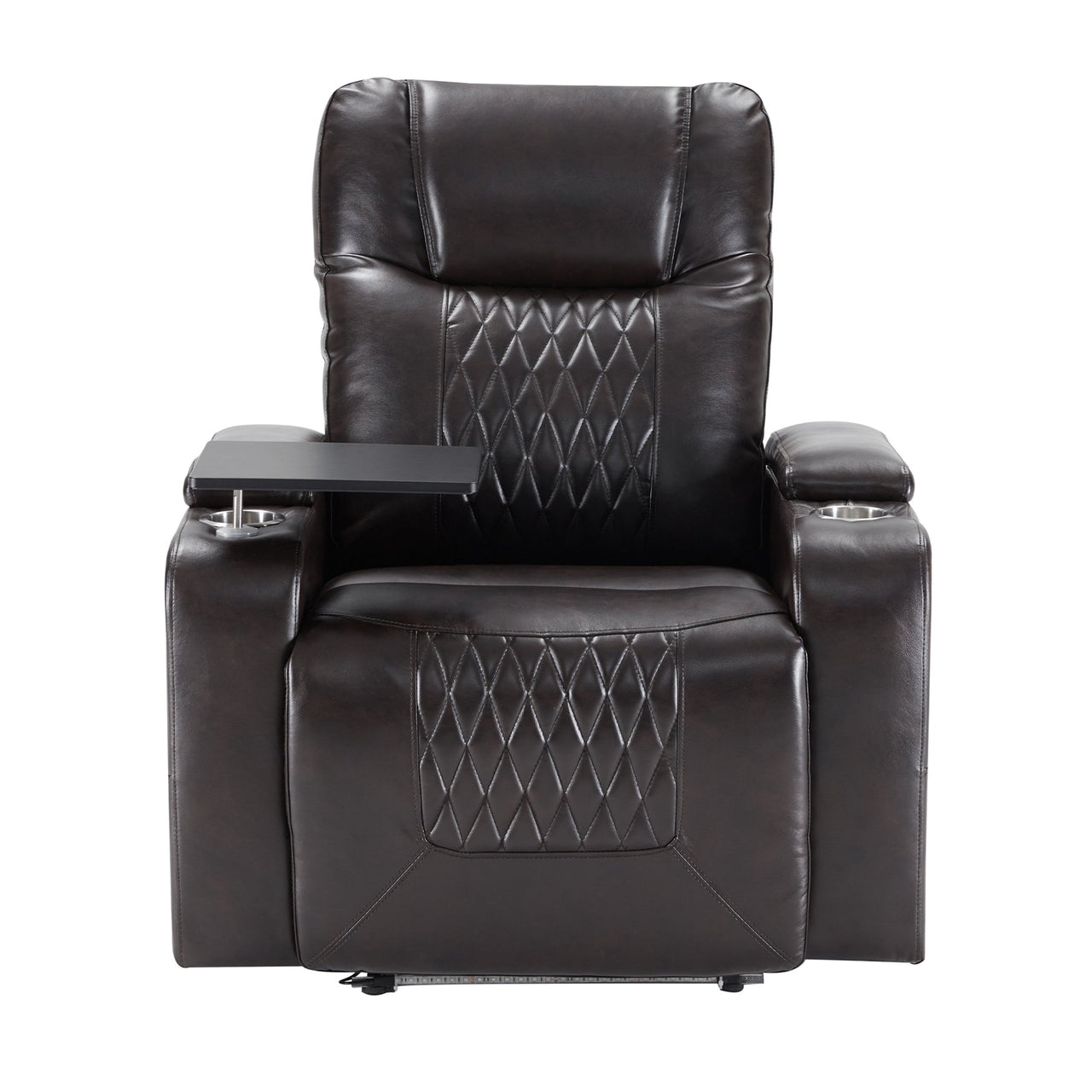 Power Motion Recliner With USB Charging Port and Hidden Arm Storage 2 Convenient Cup Holders Design and 360° Swivel Tray