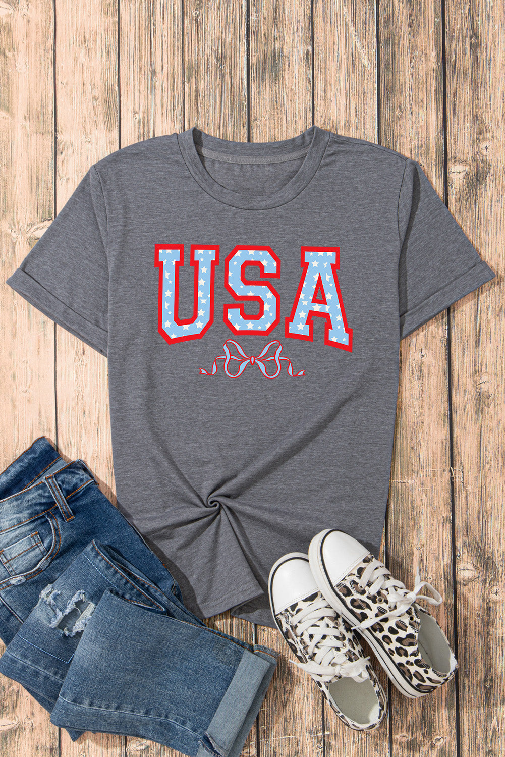 USA Round Neck Short Sleeve T-Shirt - T - 1 COLOR -