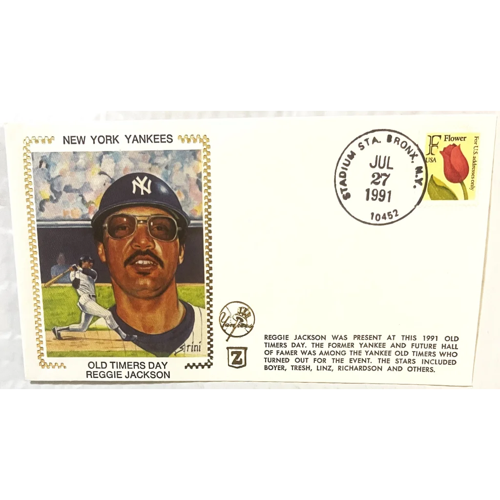 Vintage 1991 Reggie Jackson Embossed Stamped Envelope, NY Yankees Tribute, Bronx