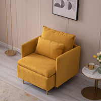 Thumbnail for Modern Fabric Accent Armchair,upholstered Single Sofa Chair,Yellow Cotton Linen-30.7''