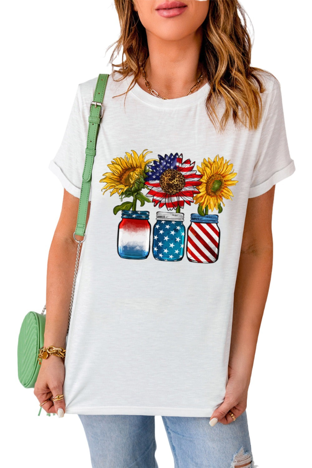 Graphic Round Neck Short Sleeve T-Shirt - T - 1 COLOR -