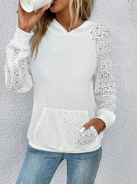 Thumbnail for Waffle-Knit Long Sleeve Hoodie - T - 1 COLOR -