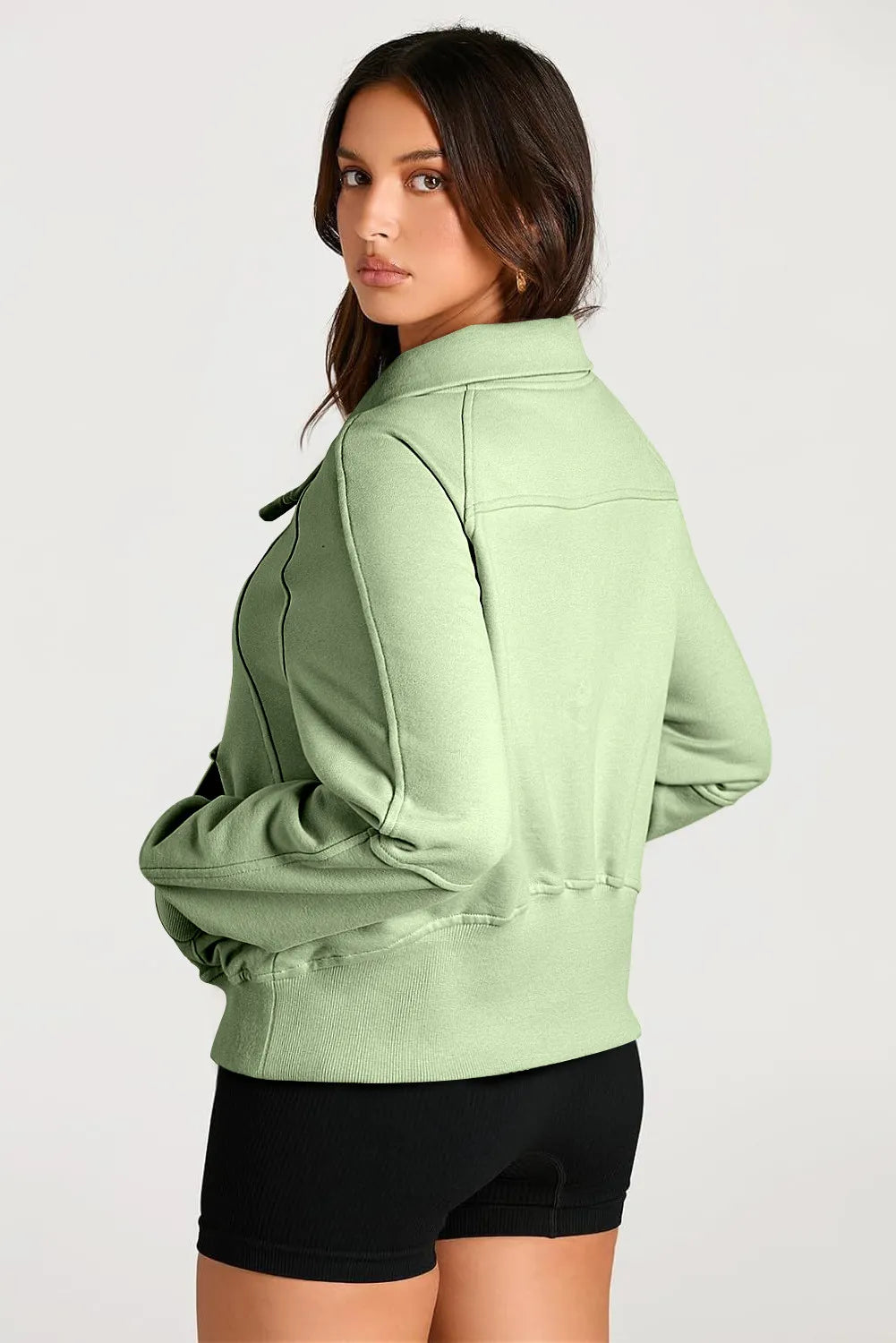 Half Zip Long Sleeve Sweatshirt - T - 1 COLOR -