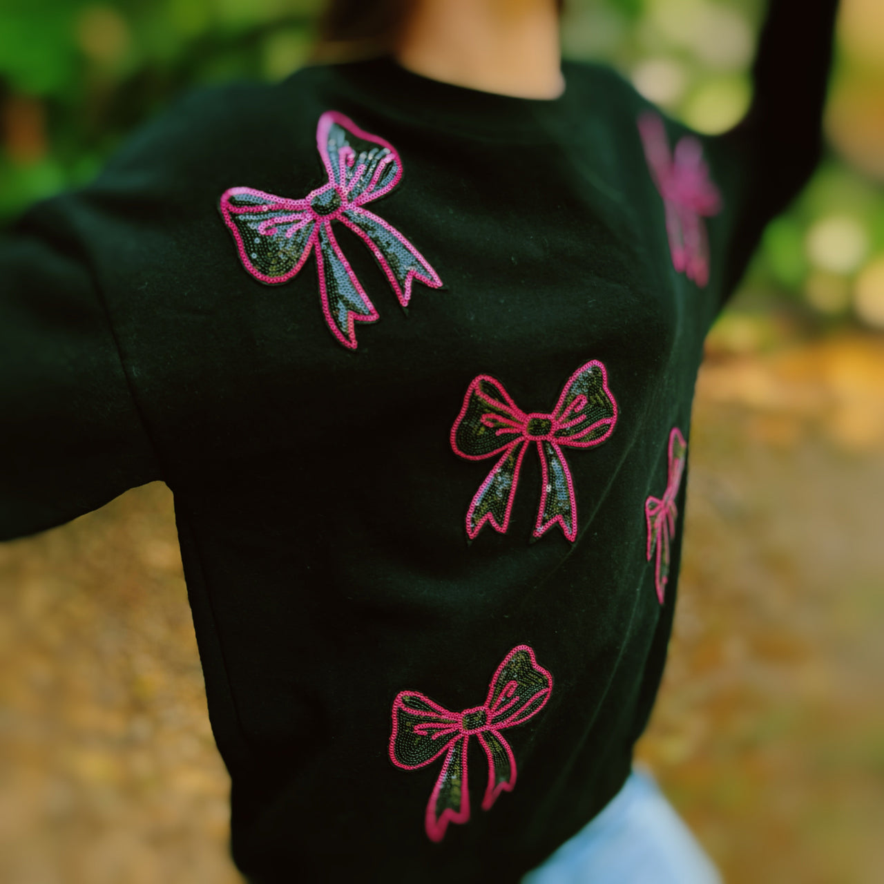 Ellison & Young - Sparkly Bow Patch Sweatshirt - 2 COLORS -