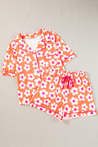 Thumbnail for Pocketed Flower Half Sleeve Top and Shorts Lounge Set - 2 PCS. - T - 3 COLORS -