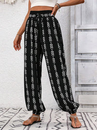 Thumbnail for Tied Printed High Waist Pants - T - 5 COLORS -