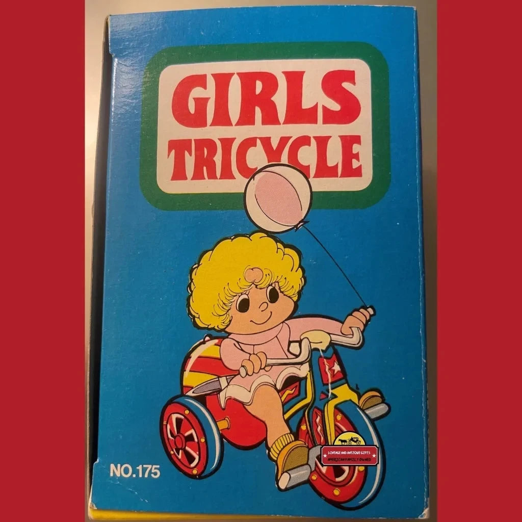 Vintage Tin Wind Up Girls Tricycle Collectible Toy, Unopened in Box! 1970s - 1980s