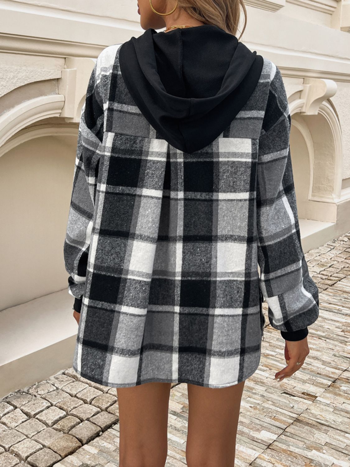 Devine Drawstring Plaid Long Sleeve Hoodie - T - 4 COLORS -