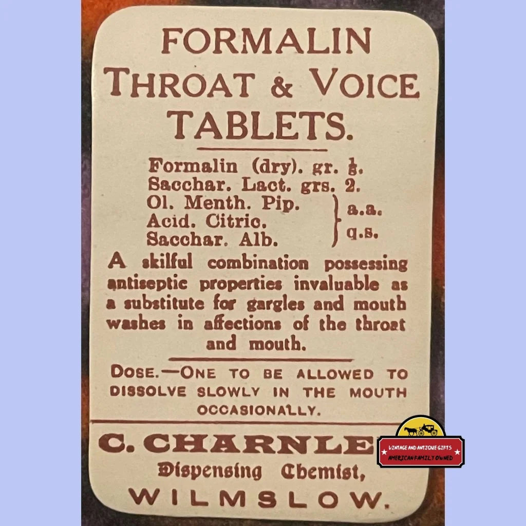 1910s Antique Formaline Pharmacy Label Aka Formaldehyde to Cure Your Throat?