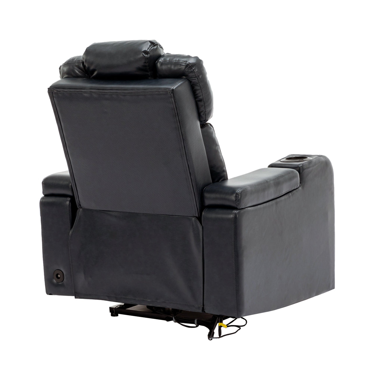 PU Leather Power Recliner Individual Seat Home Theater Recliner With Cooling Cup Holder, Bluetooth Speaker, LED Lights,