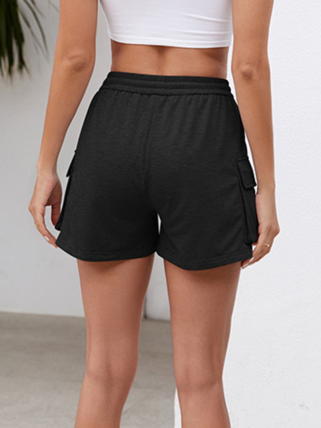 Drawstring Elastic Waist Shorts with Pockets - T - 3 COLORS -