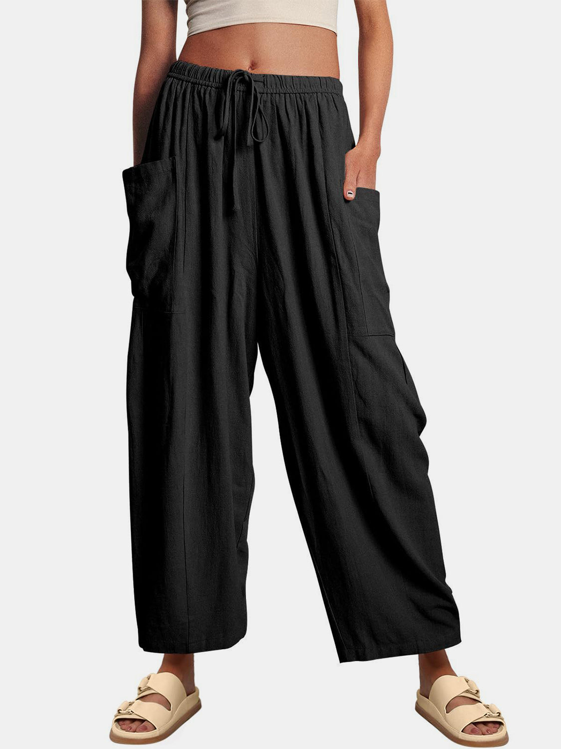 Full Size Wide Leg Pants with Pockets - T - 9 COLORS -