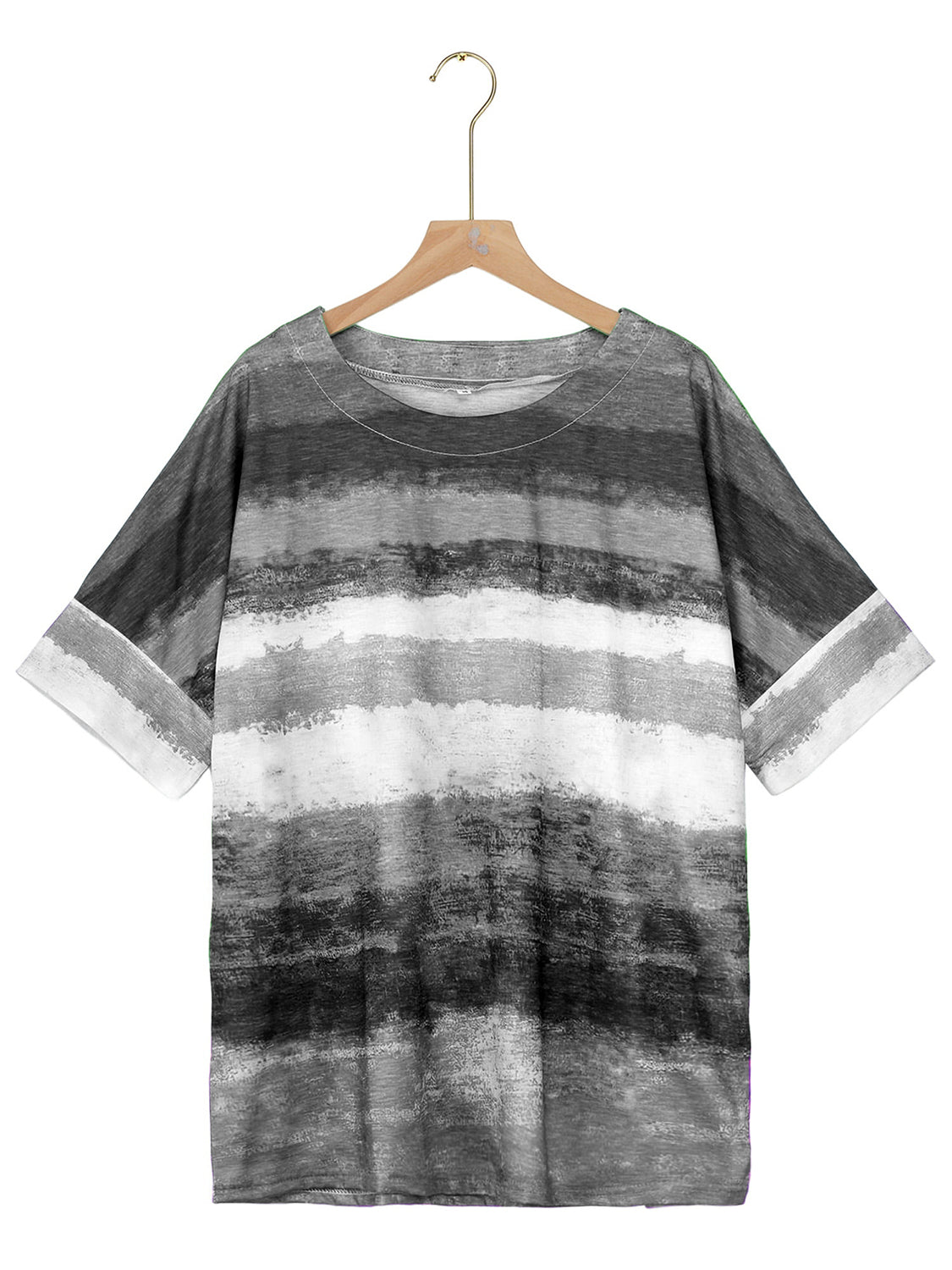 Full Size Color Block Round Neck Half Sleeve T-Shirt - SIZES S THRU 3XL - T - 7 COLORS -