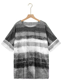 Thumbnail for Full Size Color Block Round Neck Half Sleeve T-Shirt - SIZES S THRU 3XL - T - 7 COLORS -