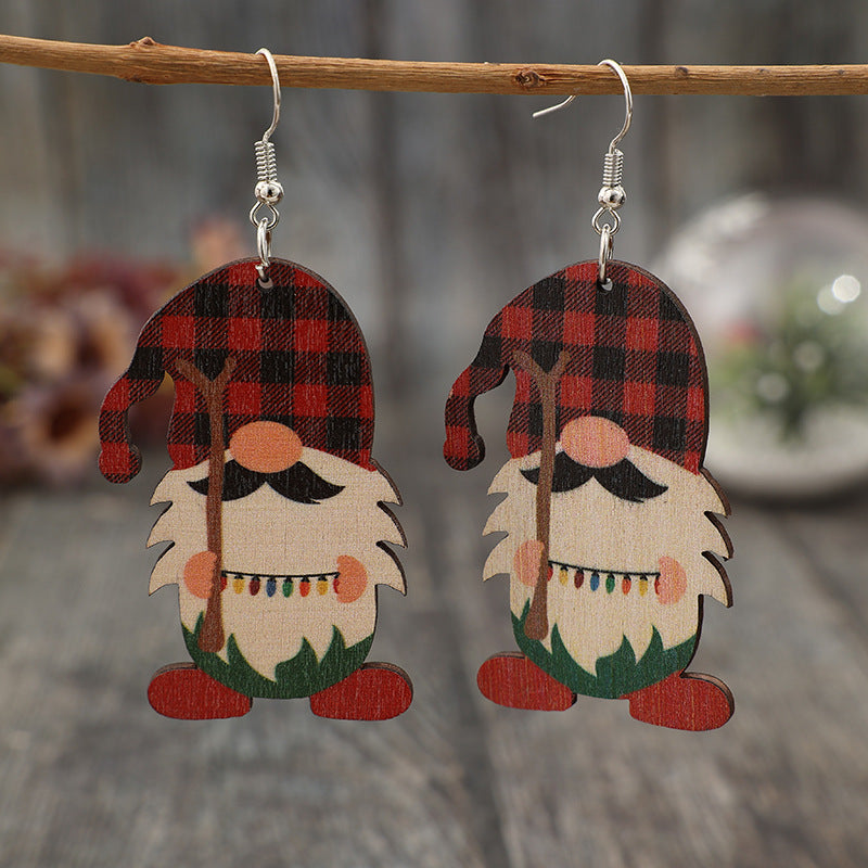 Wooden Gnome Earrings - T - 1 COLOR -