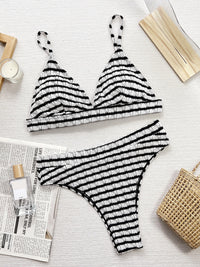 Thumbnail for Striped V-Neck Two-Piece Swim Set - T - 1 COLOR -