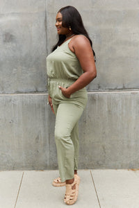 Thumbnail for ODDI Full Size Textured Woven Jumpsuit in Sage - SIZES S THRU 3XL - 2 PCS. - T - 1 COLOR -