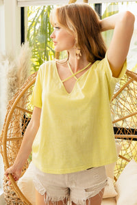 Thumbnail for BiBi Tied Detail Short Sleeve T-Shirt - T - 1 COLOR -