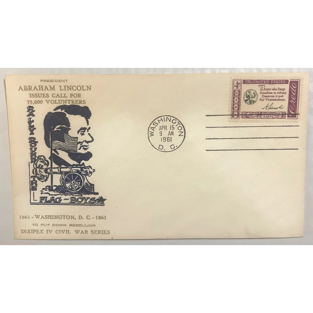 Vintage 1961 📣 Civil War Centennial Series Lincoln Embossed Stamped Envelope