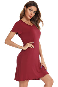 Thumbnail for Round Neck Short Sleeve Lounge Dress - T - 3 COLORS -