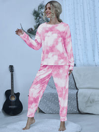 Thumbnail for Tie-Dye Round Neck Top and Pants Lounge set - 2 PCS. - T -