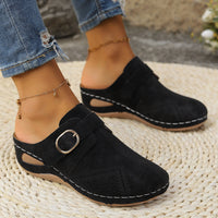 Thumbnail for Suede Round Toe Wedge Sandals - T - 3 COLORS -