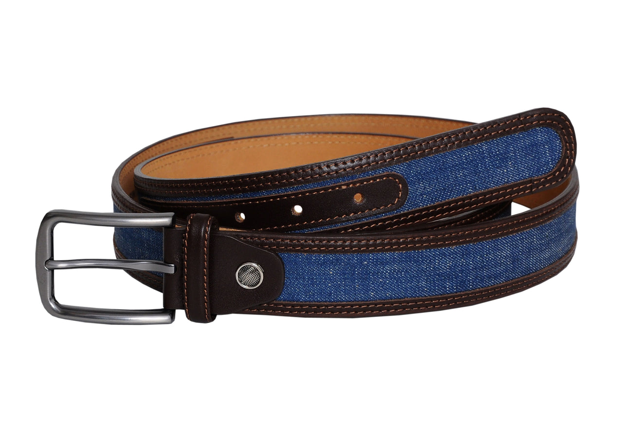 Jkel - Swindon Brown Blue Leather Men Belt -