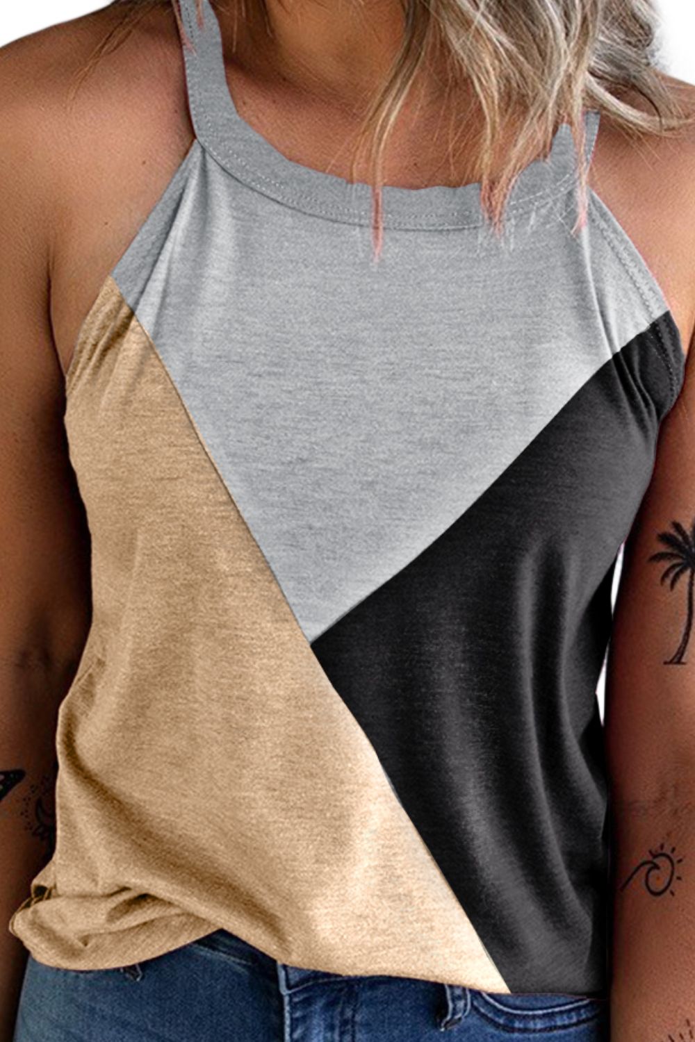 Color Block Grecian Neck Tank - T - 2 COLORS -