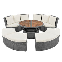 Thumbnail for Patio 5-Piece Round Rattan Sectional Sofa Set All-Weather PE Wicker Sunbed Daybed With Round Liftable Table and Washable