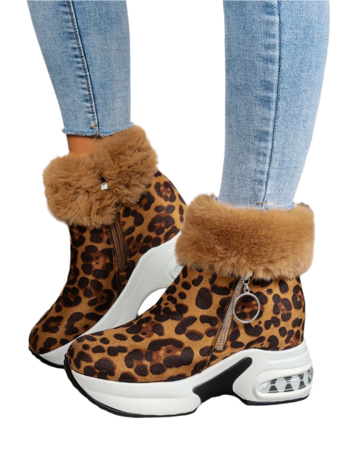 Side Zipper Leopard Platform Boots - T - 2 COLORS -