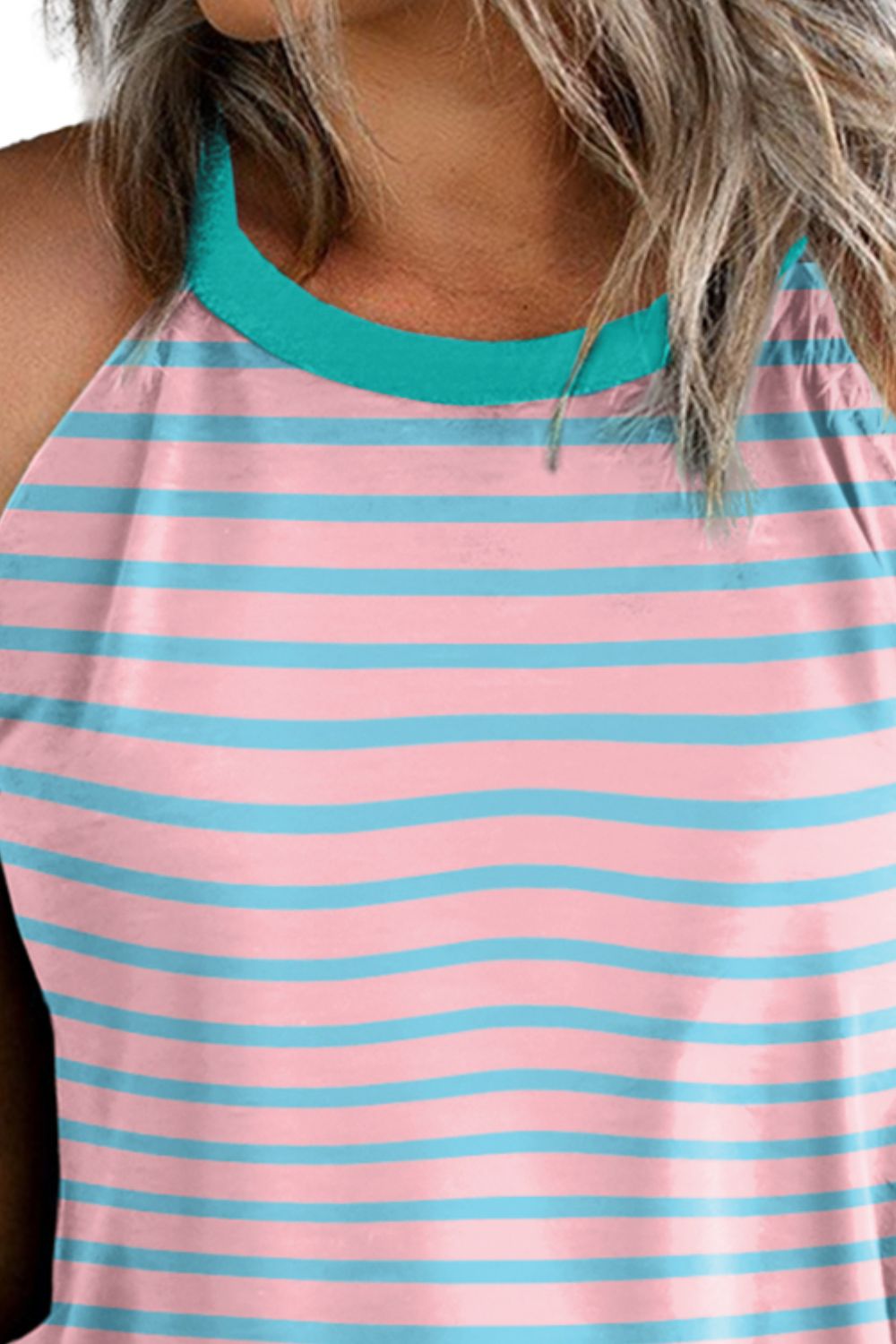 Striped Round Neck Tank - T - 1 COLOR -