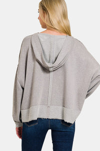 Thumbnail for Zenana Contrast Trim Slit Hoodie - 2 SIZE COMBOS - T - 1 COLOR -