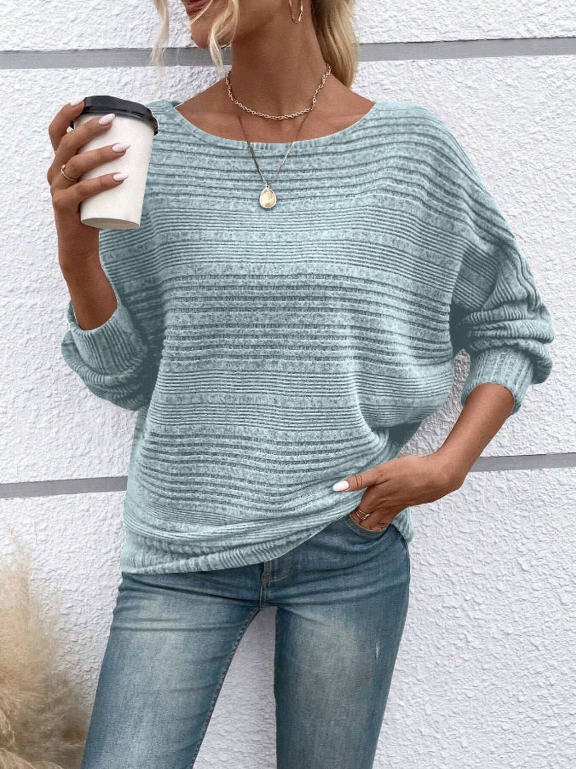 Round Neck Long Sleeve Top - T - 6 COLORS -