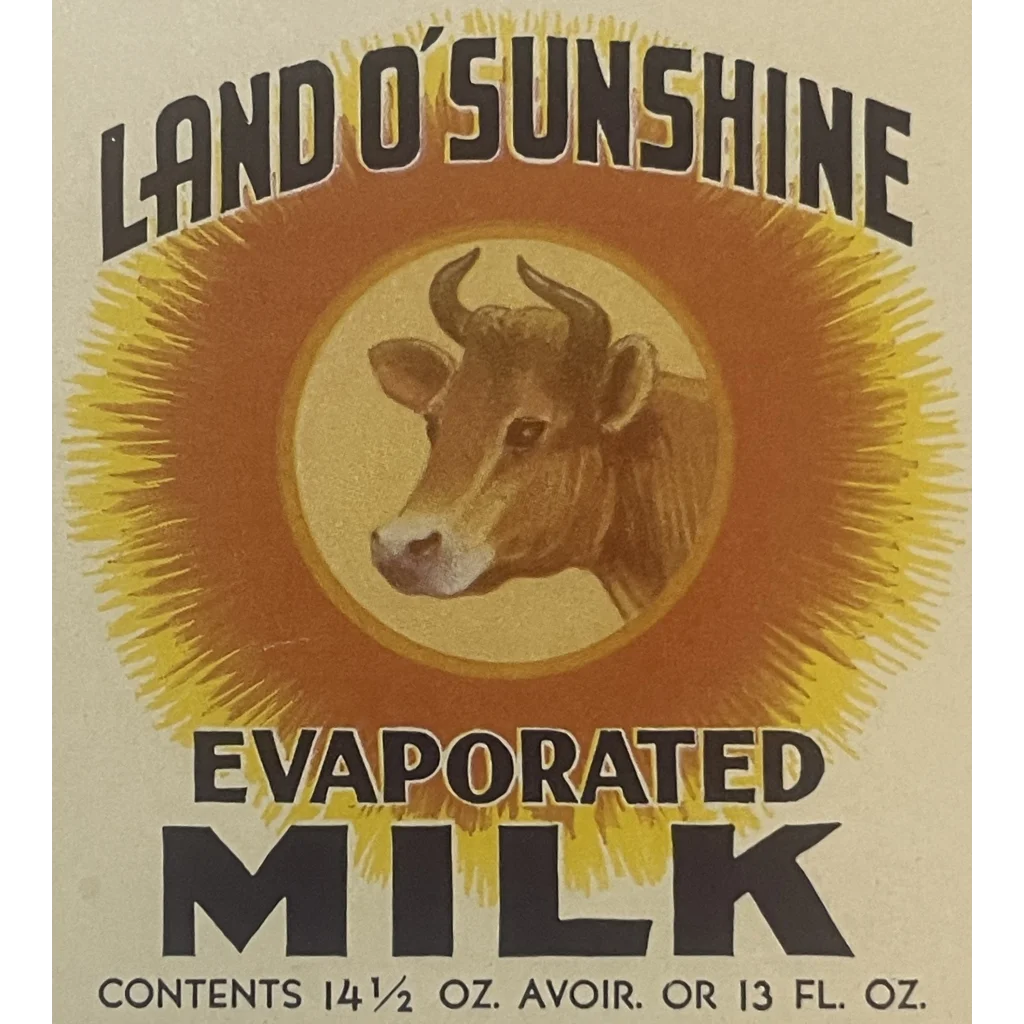 Very Rare 🐮 Antique Vintage 1920s Land of Sunshine 🥛 Label, Jacksonville, FL