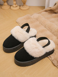 Thumbnail for Faux Fur Round Toe Platform Slippers - T - 3 COLORS -