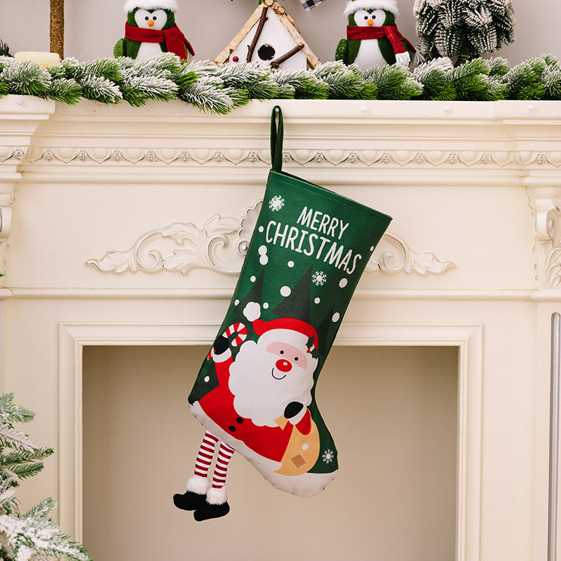 Printed Christmas Stocking Hanging Dangling legs & feet  - [5-10 DAY DELIVERY] - 21.7" HT. - 4 TYPES - T -