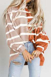 Thumbnail for Striped Dropped Shoulder Round Neck Blouse - T - 1 COLOR -