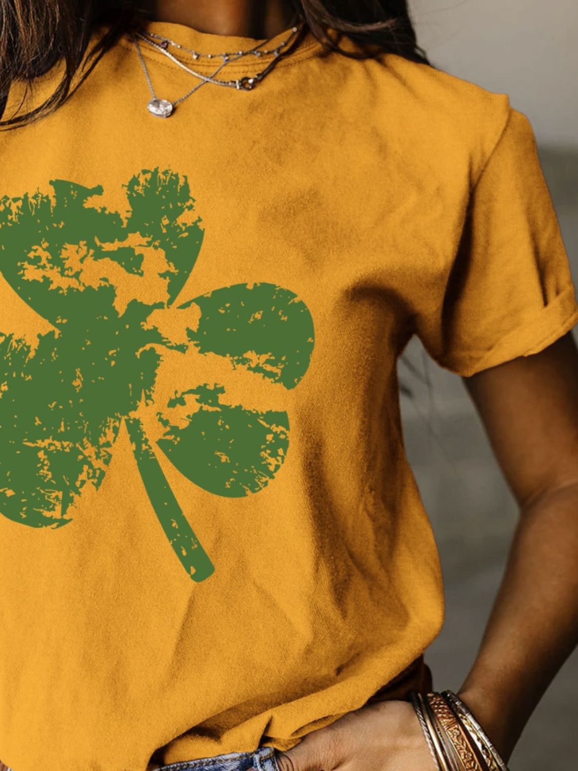 Full Size Lucky Clover Round Neck Short Sleeve T-Shirt - T - 11 COLORS -