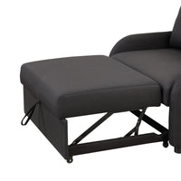 Thumbnail for Pull Out Sofa Sleeper 3 in 1 With 2 Wing Table and Usb Charge for Nap Line Fabric for Living Room Recreation Room Black