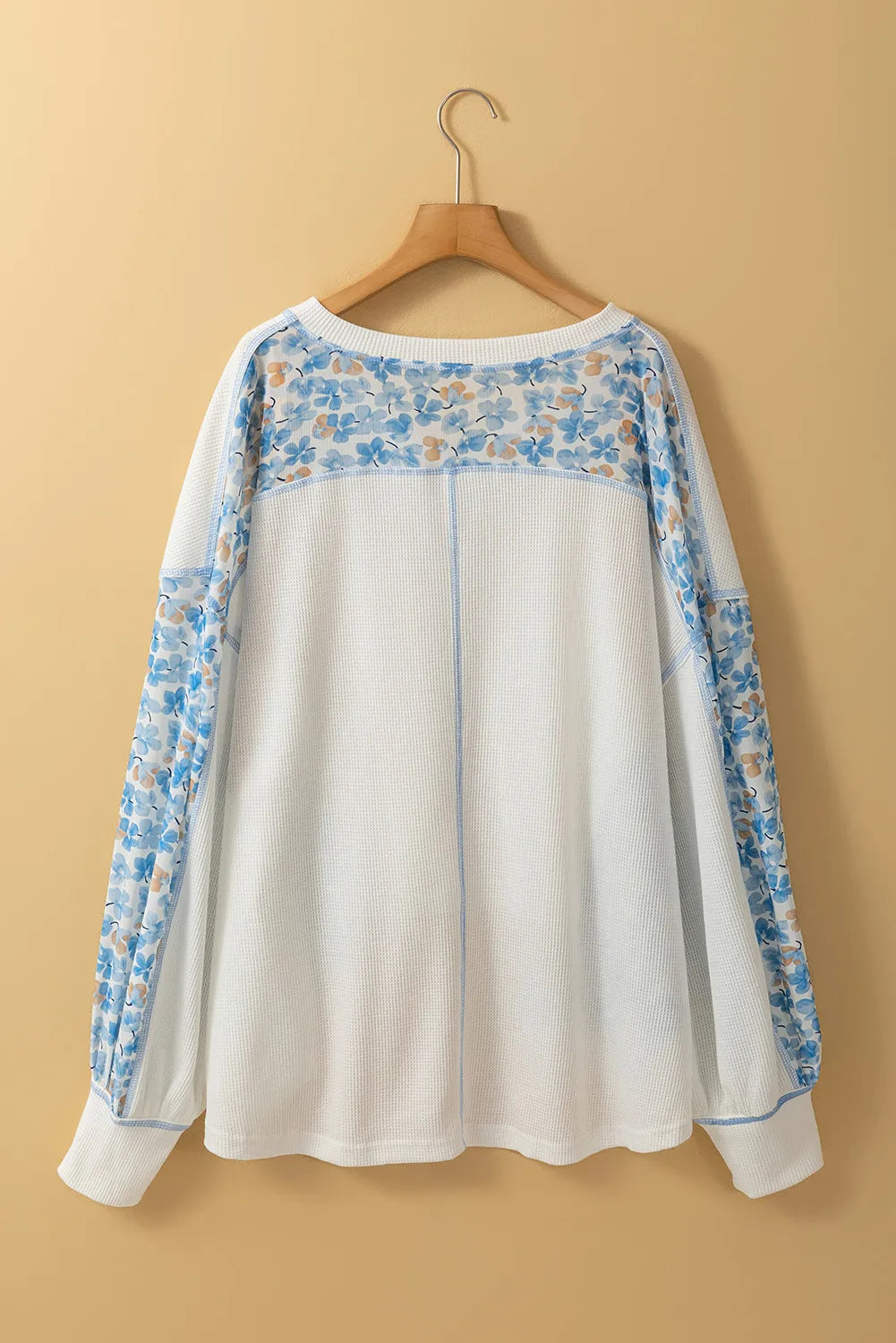 Printed V-Neck Long Sleeve Blouse - T - 1 COLOR -