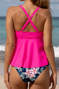 Thumbnail for Crisscross Ruffled V-Neck Tankini Set - T - 1 COLOR -