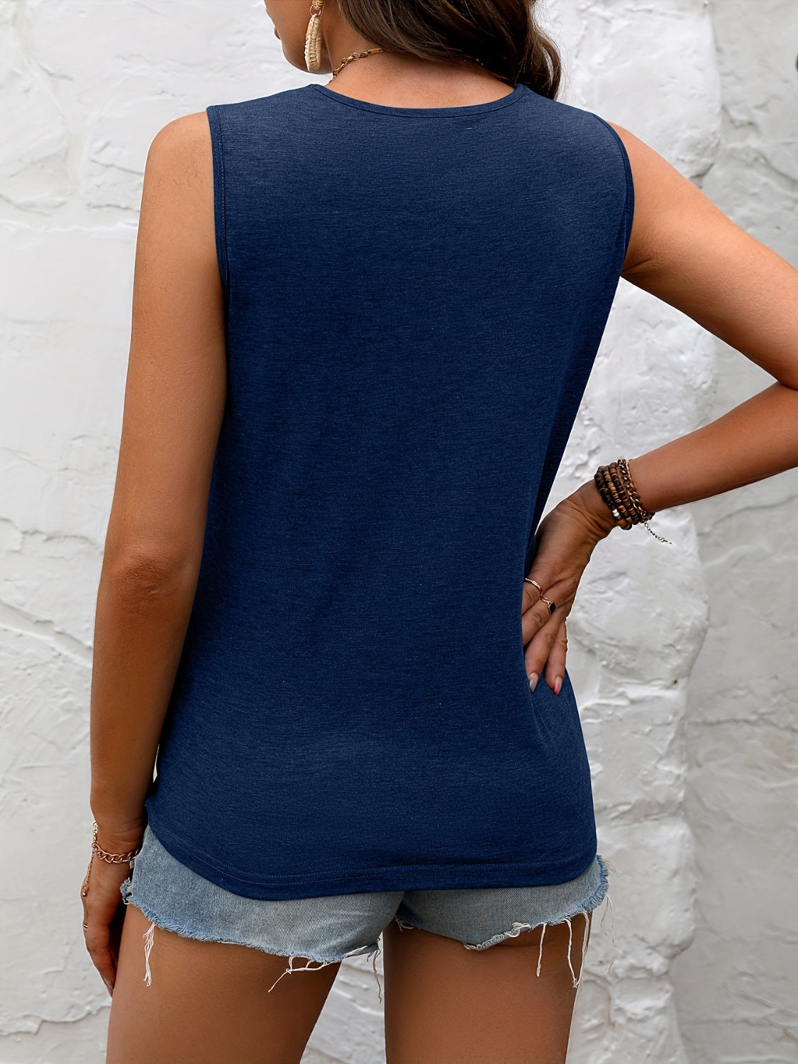 Lace Detail Heathered Tank - T - 3 COLORS -